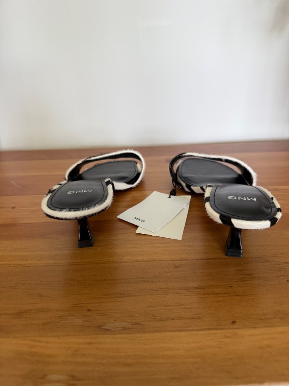Mango Zebra Print leather Kitten Heel Sandal NWT - Picture 3 of 6